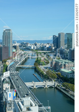 View of Midosuji, Yodoyabashi, and Nakanoshima from Dojimahama Tower in Osaka (photographed in September 2025) 131020577