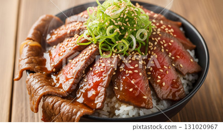 Authentic Japanese Gyudon with Raw Egg and Green Tea Set 131020967