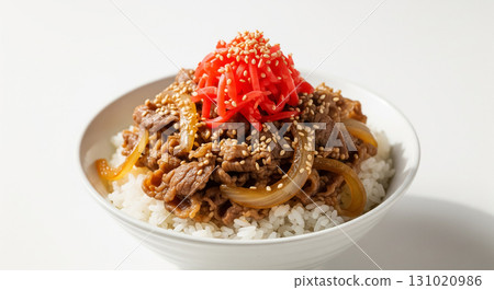 Japanese Gyudon with Pickled Ginger and Sesame Seeds Japanese Gyudon with Pickled Ginger and Sesame Seeds 131020986