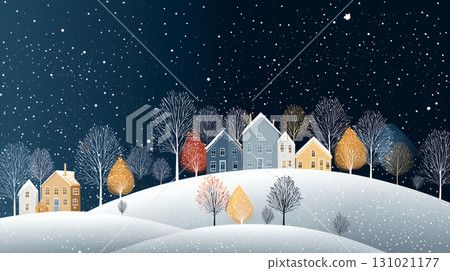 雪山木屋卡通插畫 131021177