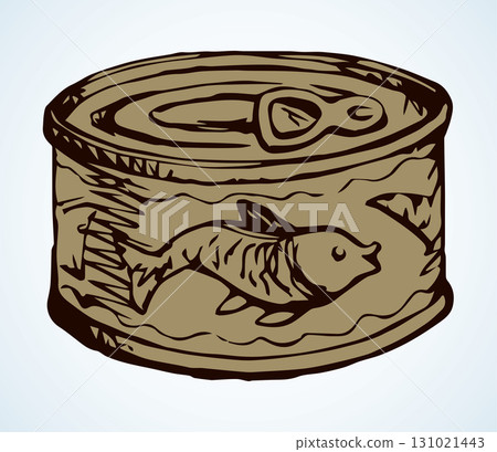 Fish Can. Vector drawing icon 131021443