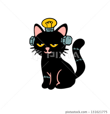 The Black cat Png Image for Pet or Halloween Concept. 131021775