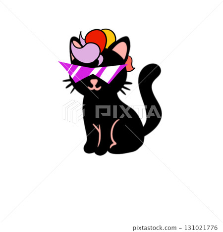 The Black cat Png Image for Pet or Halloween Concept. 131021776