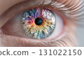 A macro close-up of a fantastic rainbow-colored eye 131022150