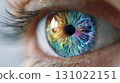 A macro close-up of a fantastic rainbow-colored eye 131022151