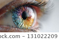 A macro close-up of a fantastic rainbow-colored eye 131022209