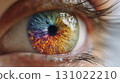 A macro close-up of a fantastic rainbow-colored eye 131022210