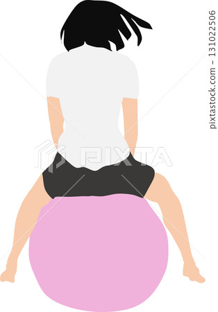 Illustration of a woman training using a balance ball Illustration of a woman training using a balance ball 131022506