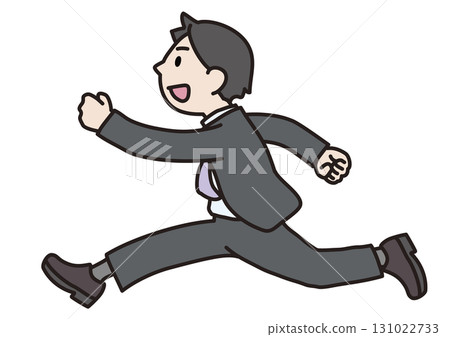 一位微笑的辦公室職員跑步的插圖 131022733