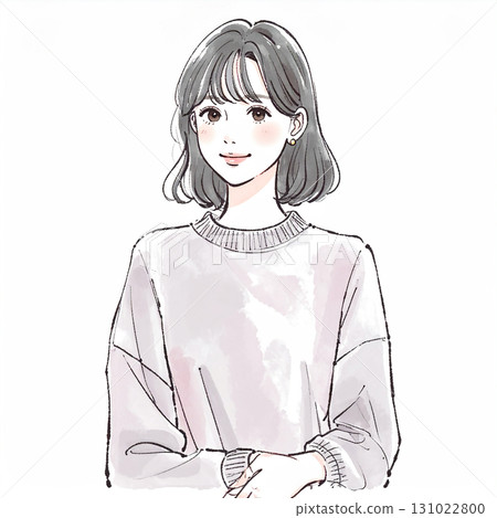 Watercolor and hand-drawn illustration material of women and girls 131022800