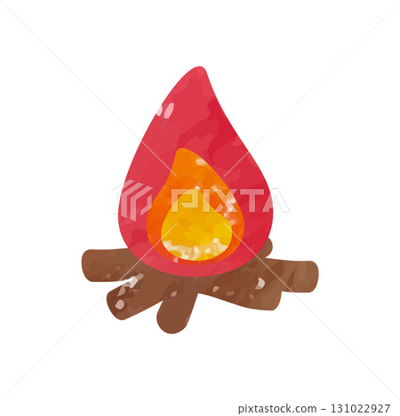Bonfire vector illustration, watercolor hand-drawn style 131022927
