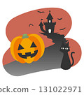 萬聖節南瓜鬼和黑貓歡迎你 131022971