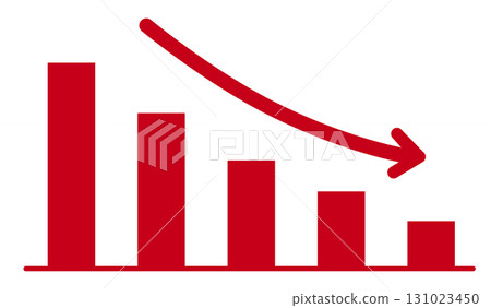 Illustration of a red falling graph Illustration of a red falling graph 131023450