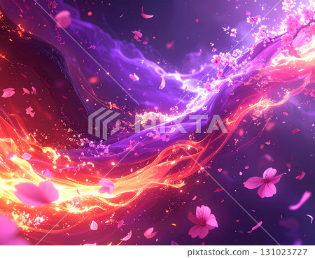火焰、光芒、櫻花花瓣翩翩起舞的夢幻櫻花舞 131023727