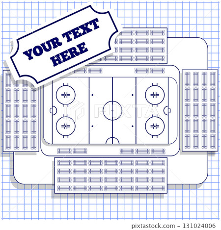 Hockey Stadium on the sheet in a cage. View from above. Vector illustration. 131024006
