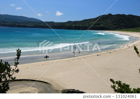 Emerald green sea and white sand beach 131024061