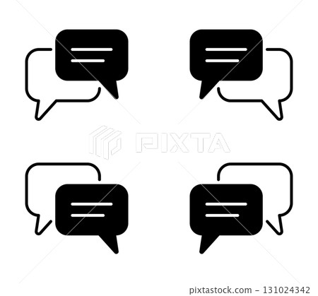 Chat message icon set. Communication bubble symbols in simple flat and outline style. Speech balloon signs for conversation, texting, dialogue, social media, chat app design Chat message icon set. Communication bubble symbols in simple flat and outline style. Speech balloon signs for conversation, texting, dialogue, social media, chat app design 131024342