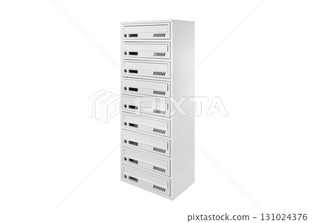 Mail boxes filled of leaflets and letters. Shallow DOF,Mailboxes and Lock in Rows at Entrance Mail boxes filled of leaflets and letters. Shallow DOF,Mailboxes and Lock in Rows at Entrance 131024376