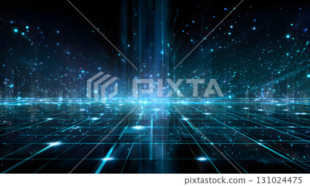 Glowing blue tech grid on a dark background, giving a high-tech digital interface feel. Great for IT, data, and tech-focused designs. 131024475