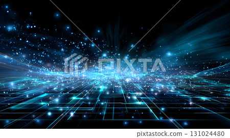 Glowing blue tech grid on a dark background, giving a high-tech digital interface feel. Great for IT, data, and tech-focused designs. 131024480