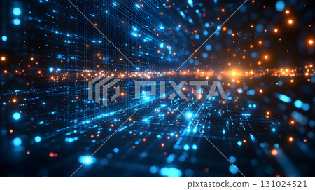 Glowing blue tech grid on a dark background, giving a high-tech digital interface feel. Great for IT, data, and tech-focused designs. 131024521