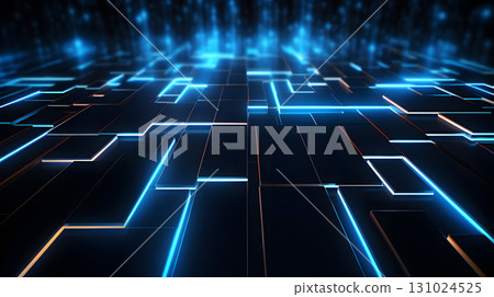 Glowing blue tech grid on a dark background, giving a high-tech digital interface feel. Great for IT, data, and tech-focused designs. 131024525