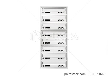 Mail boxes filled of leaflets and letters. Shallow DOF,Mailboxes and Lock in Rows at Entrance Mail boxes filled of leaflets and letters. Shallow DOF,Mailboxes and Lock in Rows at Entrance 131024660