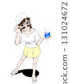 Midsummer sunshine and young woman with drink 131024672