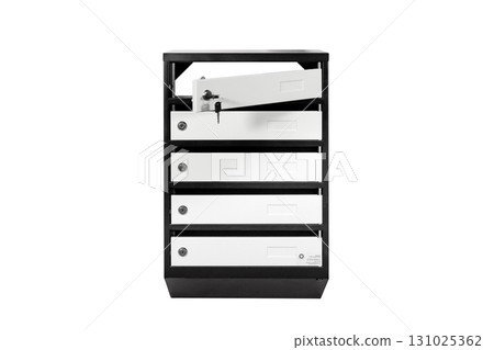 Mail boxes filled of leaflets and letters. Shallow DOF,Mailboxes and Lock in Rows at Entrance Mail boxes filled of leaflets and letters. Shallow DOF,Mailboxes and Lock in Rows at Entrance 131025362