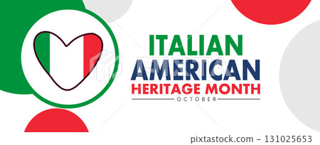 Italian American Heritage Month. Happy holiday celebrate annual in October. Italy and United States flag. Culture month. 131025653