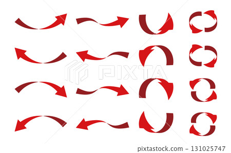 Set of 16 various 3D style curved arrows 131025747