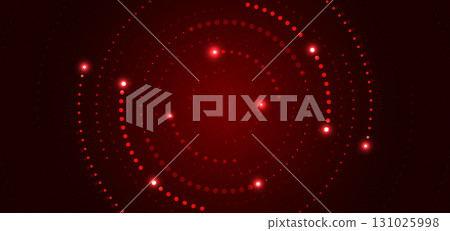 Abstract red dotted swirl dynamic glowing on dark red background. 131025998