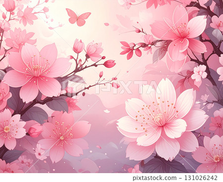 一幅美麗的粉紅色粉彩插圖,描繪了華麗飄揚、奇幻的牡丹和蝴蝶 一幅美麗的粉紅色粉彩插圖,描繪了華麗飄揚、奇幻的牡丹和蝴蝶 131026242