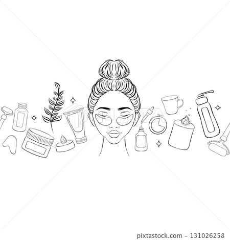 Seamless Pattern with Beauty and Spa Doodle Items. Composition of Candles, Towels, Stones and Cream or Oil for Massage. Hand Drawn Sketch Frame with Engraved Aromatherapy. Linear Vector Illustration Seamless Pattern with Beauty and Spa Doodle Items. Composition of Candles, Towels, Stones and Cream or Oil for Massage. Hand Drawn Sketch Frame with Engraved Aromatherapy. Linear Vector Illustration 131026258