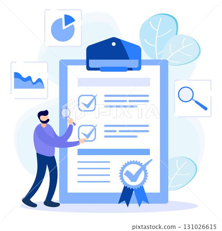 Illustration vector graphic cartoon character of quality control Illustration vector graphic cartoon character of quality control 131026615