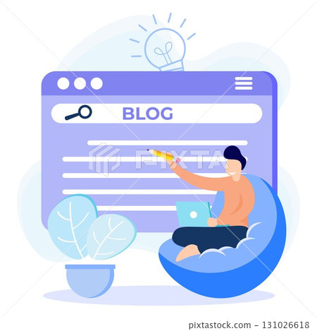 Illustration vector graphic cartoon character of blogging Illustration vector graphic cartoon character of blogging 131026618