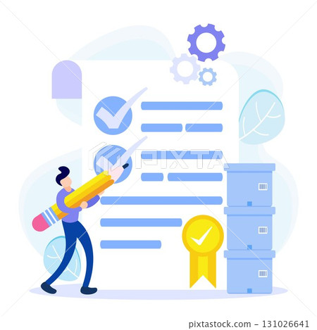 Illustration vector graphic cartoon character of quality control 131026641