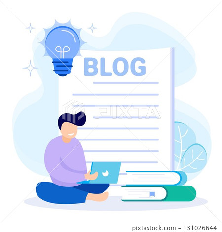 Illustration vector graphic cartoon character of blogging Illustration vector graphic cartoon character of blogging 131026644