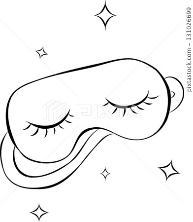 Sleep mask. Hand drawn sketch icon of eye mask for sleep. Isolated vector illustration in doodle line style. Sleep mask. Hand drawn sketch icon of eye mask for sleep. Isolated vector illustration in doodle line style. 131026699