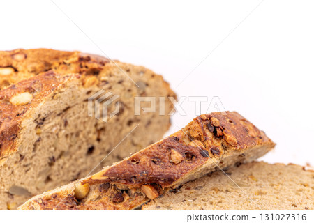 Flax Seed Bread on White Background Flax Seed Bread on White Background 131027316