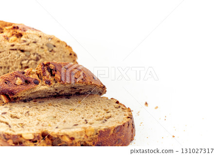 Flax Seed Bread on White Background Flax Seed Bread on White Background 131027317