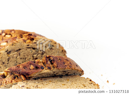 Flax Seed Bread on White Background Flax Seed Bread on White Background 131027318