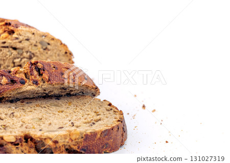 Flax Seed Bread on White Background 131027319