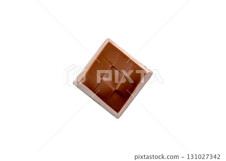 A chocolate bar with a square shape and brown color 131027342
