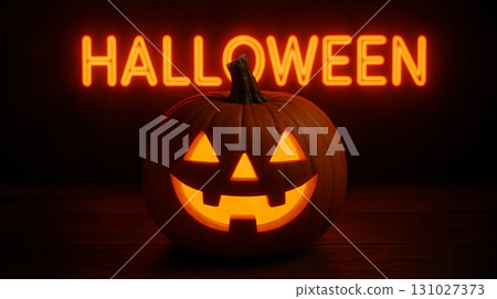Halloween Jack-o'-Lantern Neon Letter Background Halloween Jack-o'-Lantern Neon Letter Background 131027373