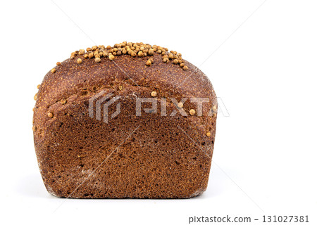 Flax Seed Bread on White Background 131027381