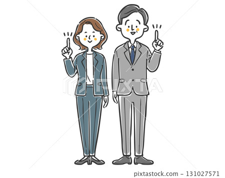 Pointing business person, whole body, vector 131027571