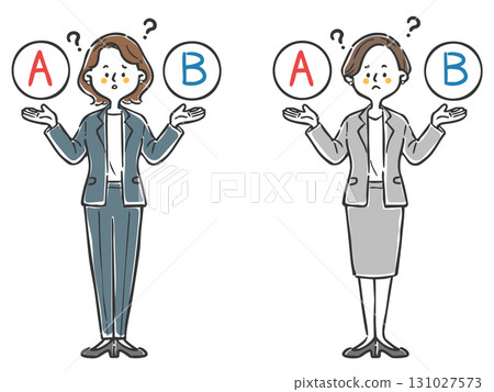 職業婦女努力做出選擇，全身，向量圖 131027573