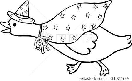Halloween Silly Goose Witch Running Cartoon Hand Drawn Outline doodle Halloween Silly Goose Witch Running Cartoon Hand Drawn Outline doodle 131027589
