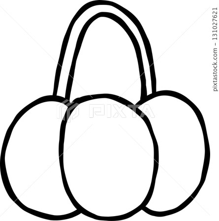 Basket Pumpkin black and white doodle outline hand drawn 131027621